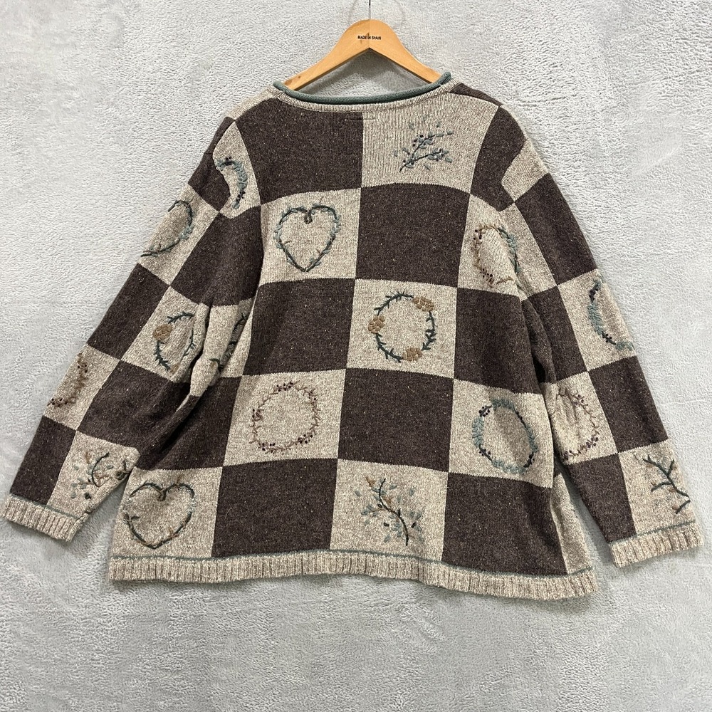 Vintage Christopher & Banks Sweater Women 2X Hand‎ Embroidered Sweater 90s Boho - Picture 2 of 7